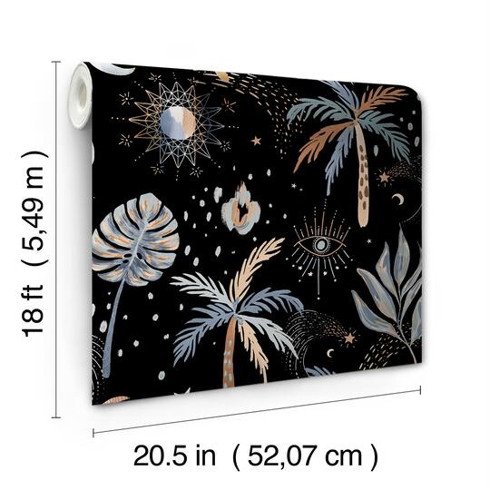 RoomMates Black Nuit Tropicale Peel & Stick Wallpaper